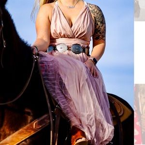 Pink flowy maxi dress